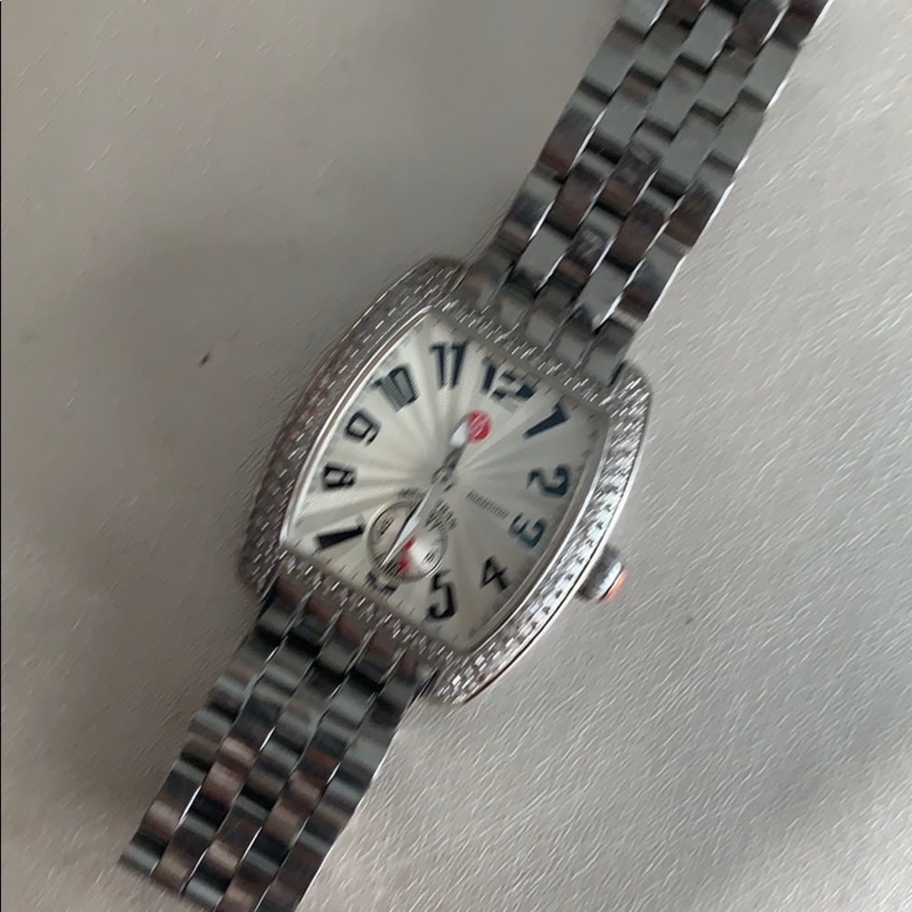 Authentic Michele diamond bezel watch